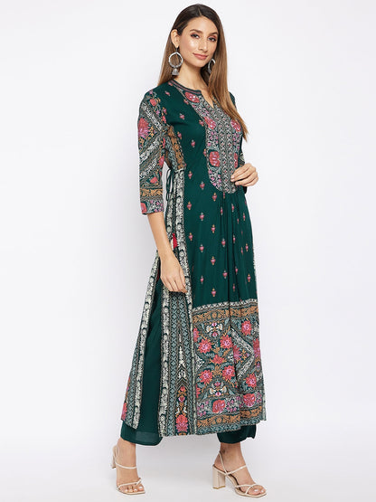 Printed Long Straight Rayon Kurta Set