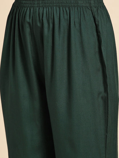 Embroidered Long A-Line Viscose Kurta Bottom With Dupatta