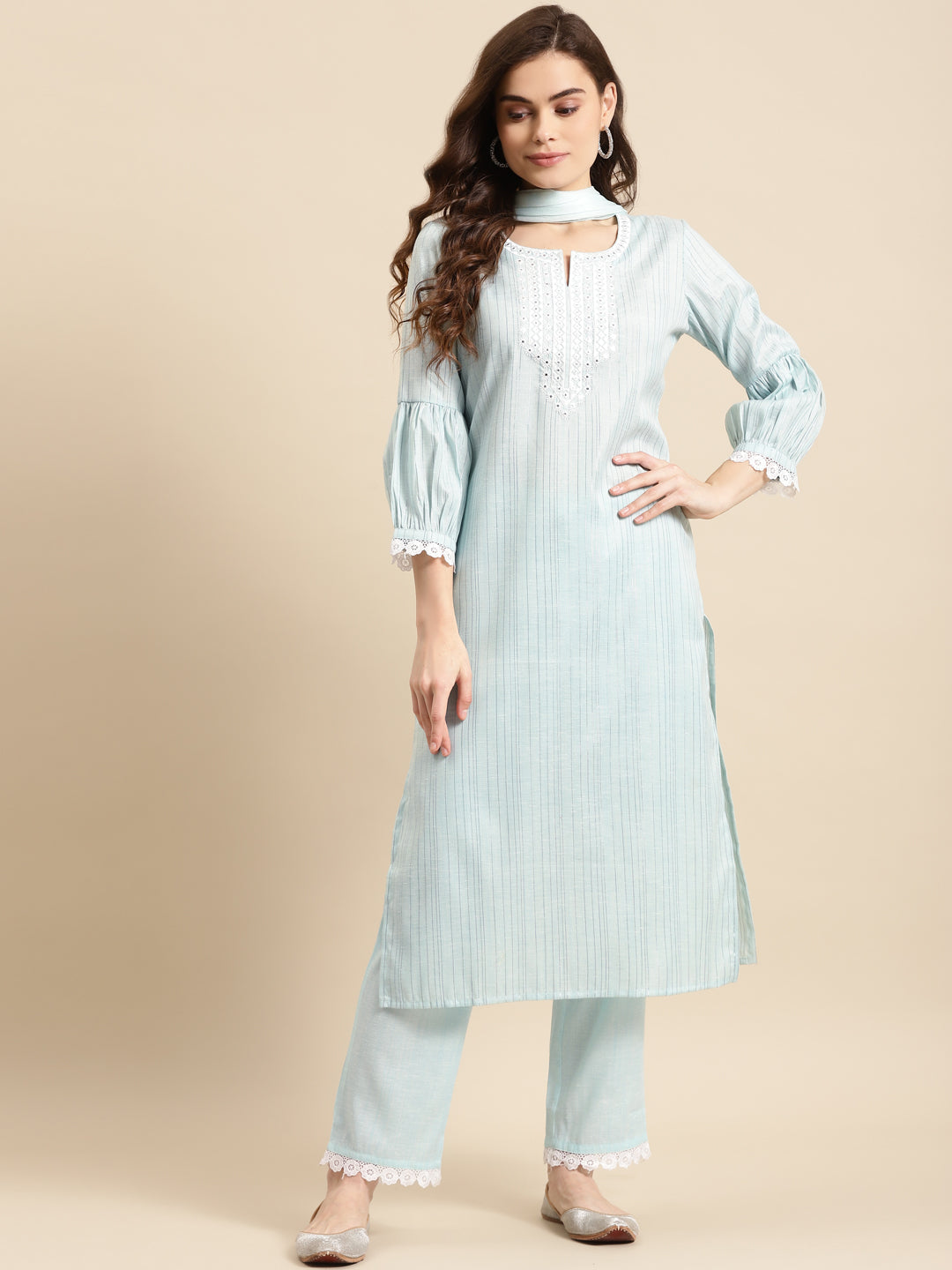 Printed Long Straight Rayon Kurta Bottom With Dupatta