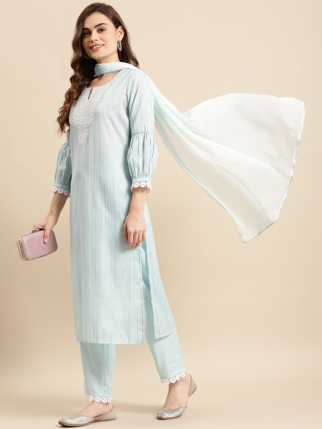 Printed Long Straight Rayon Kurta Bottom With Dupatta