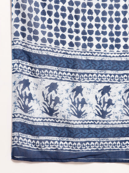 Printed Long Straight Cotton Blend kurta Bottom With Dupatta