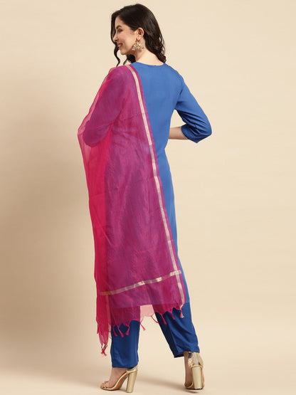 Solid Long Straight Rayon kurta Set