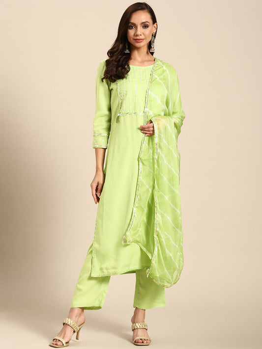 Printed Long Straight Rayon Kurta Set