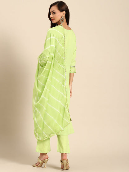 Printed Long Straight Rayon Kurta Set