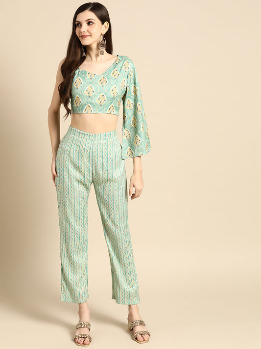Printed Top Straight Cotton Blend kurta Set