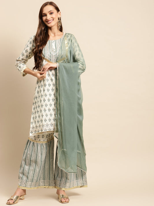 Printed Long Straight Cotton kurta Set