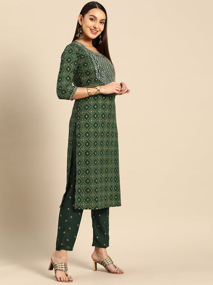 Embroidered Long Straight Rayon kurta Set