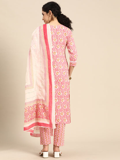 Embroidered Long Straight Cotton kurta Set