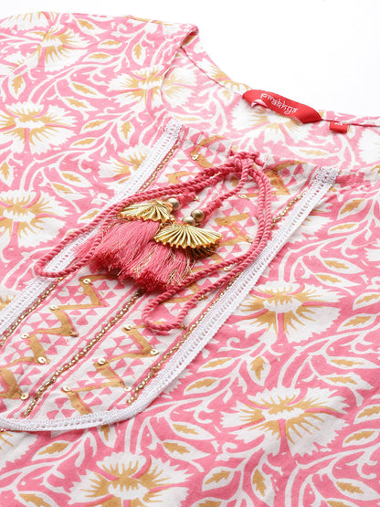Embroidered Long Straight Cotton kurta Set