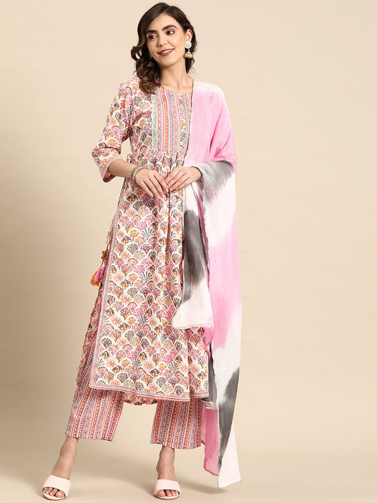 Embroidered Long Straight Cotton Kurta