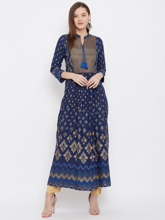 A-Line Viscose Rayon Three-Quarter Sleeves Kurta