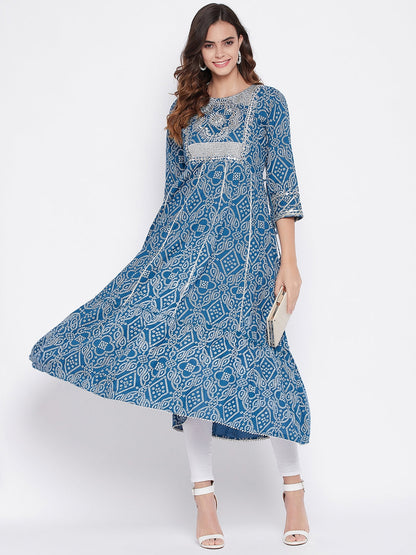 A-Line Viscose Rayon Three-Quarter Sleeves Kurta