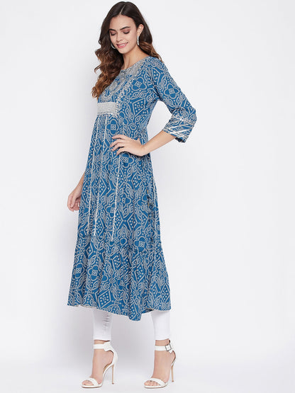 A-Line Viscose Rayon Three-Quarter Sleeves Kurta