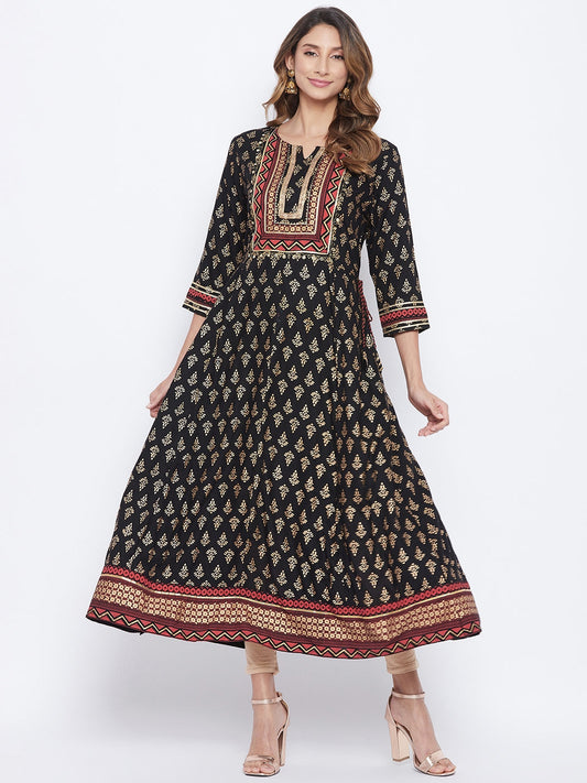 A-Line Viscose Rayon Three-Quarter Sleeves Kurta
