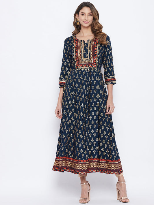 A-Line Viscose Rayon Three-Quarter Sleeves Kurta