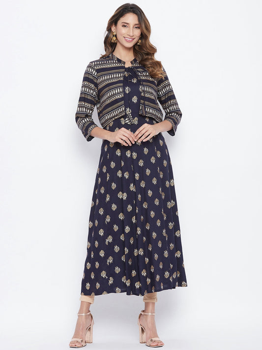 A-Line Viscose Rayon Three-Quarter Sleeves Kurta