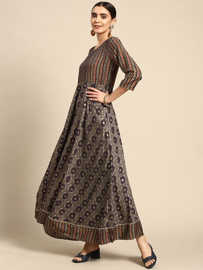 Printed Long A-line Muslin kurta