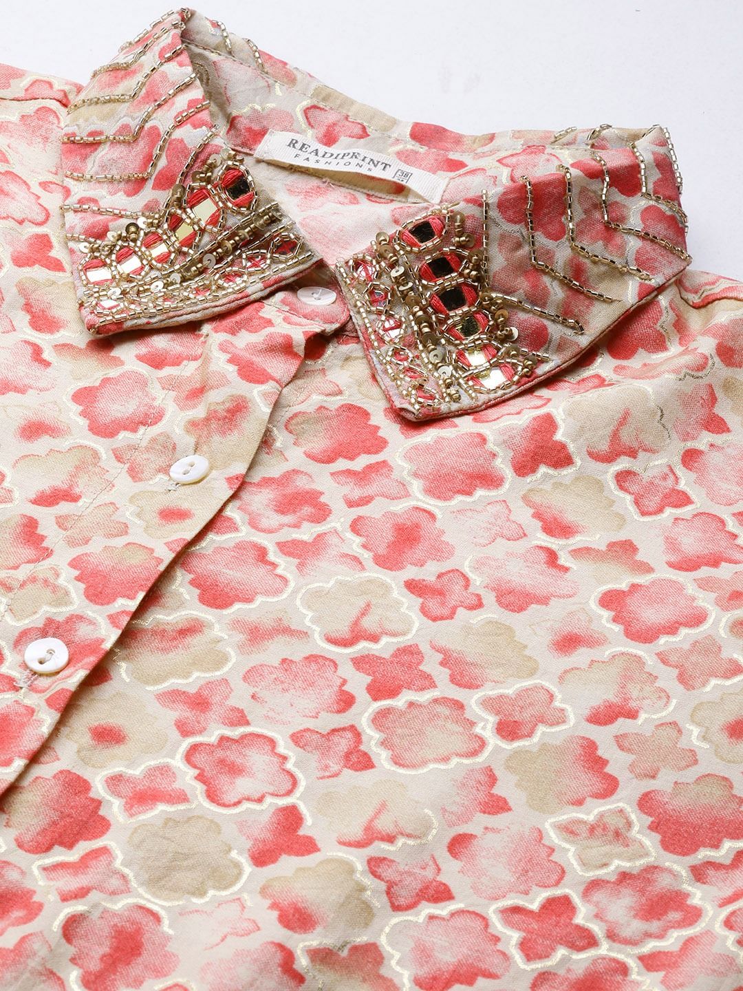 Shirt Style Cotton Fabric Pink Color Co-Ord Set