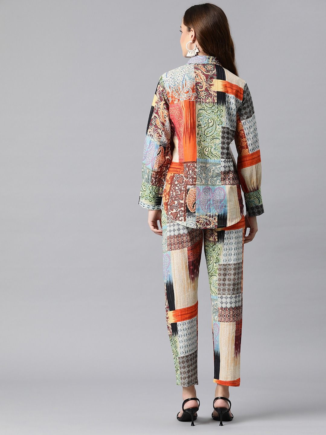 Shirt Style Cotton Fabric Multi Color Co-Ord Set