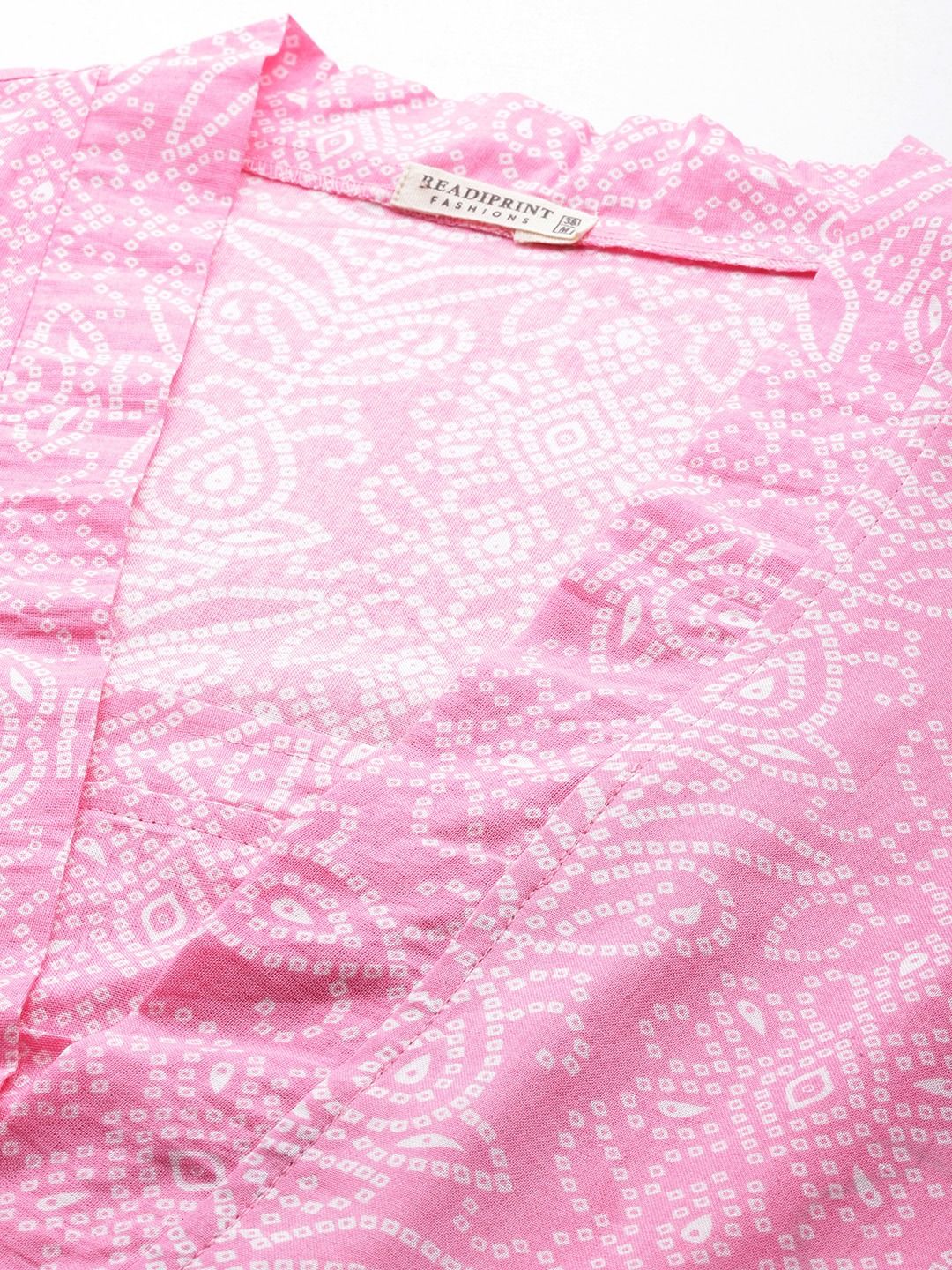 Frock Style Cotton Fabric Pink Color Co-Ord Set