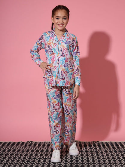 Shirt Style Cotton Fabric Multi Color Co-Ord Set