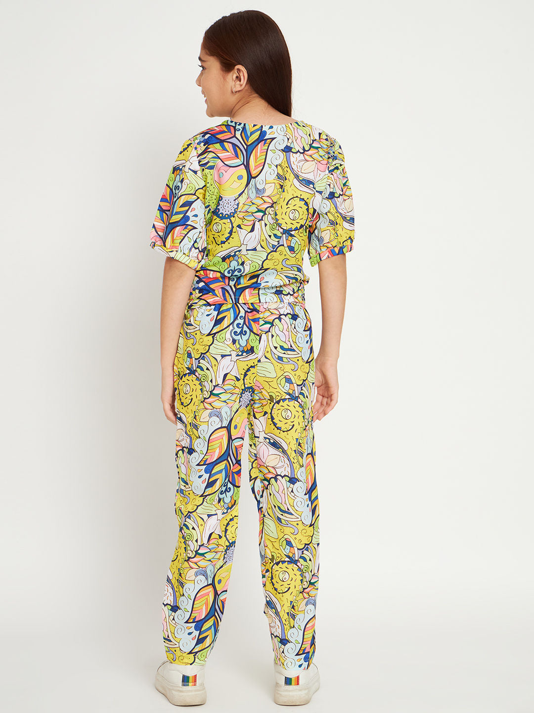Straight Style Crepe Fabric Yellow Color Co-Ord Set