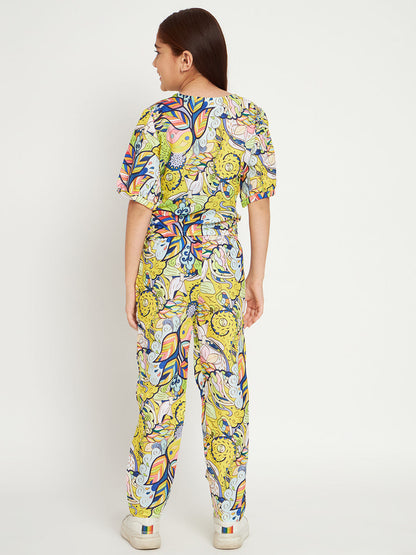 Straight Style Crepe Fabric Yellow Color Co-Ord Set