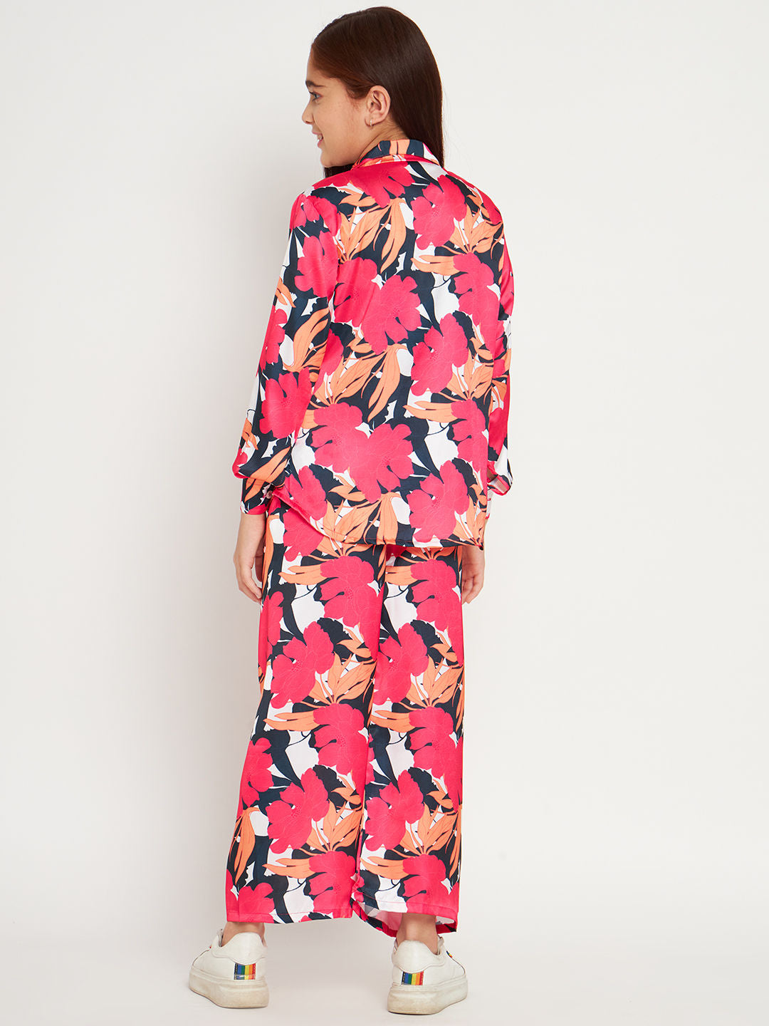 Shirts Style Satin Fabric Magenta Color Co-Ord Set