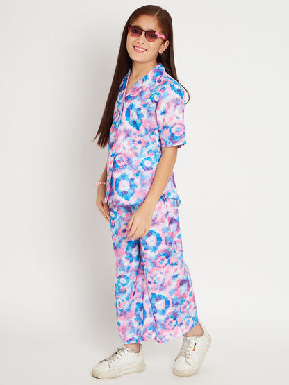 Shirts Style Cotton Fabric Blue Color Co-Ord Set