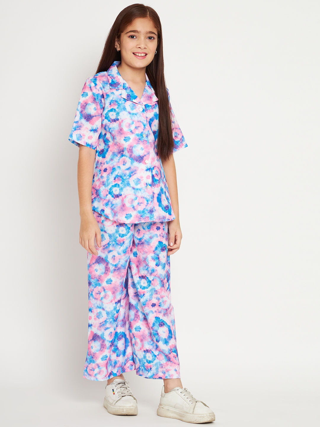Shirts Style Cotton Fabric Blue Color Co-Ord Set
