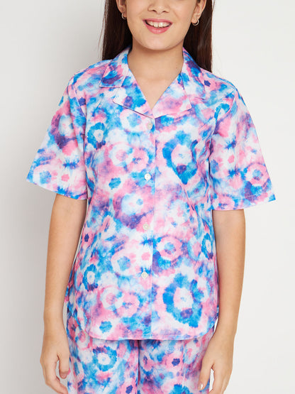 Shirts Style Cotton Fabric Blue Color Co-Ord Set