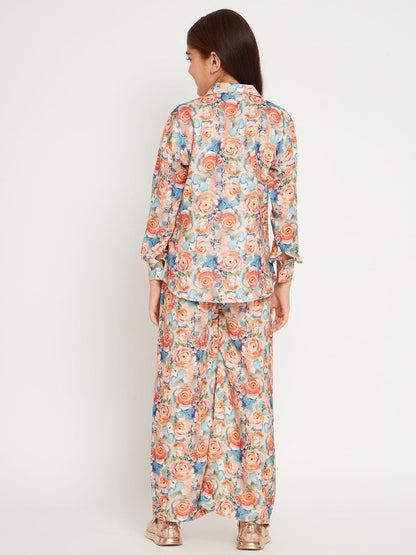 Shirts Style Cotton Fabric Peach Color Co-Ord Set