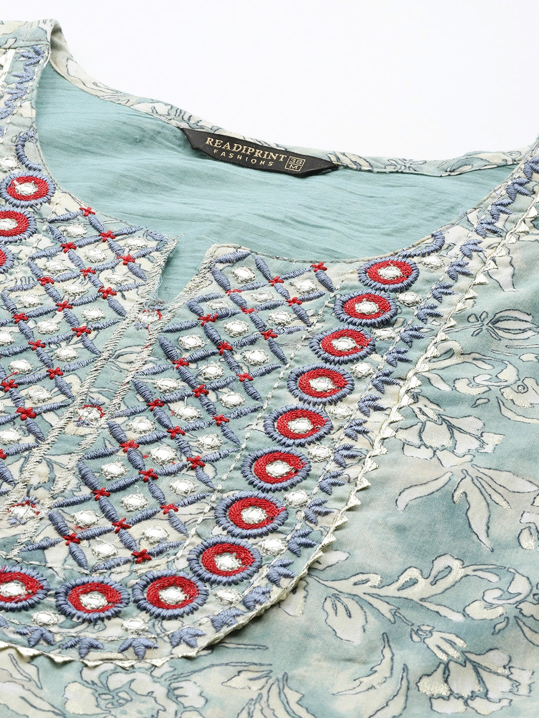 Blue Color Cotton Fabric Tiered Gown With Dupatta