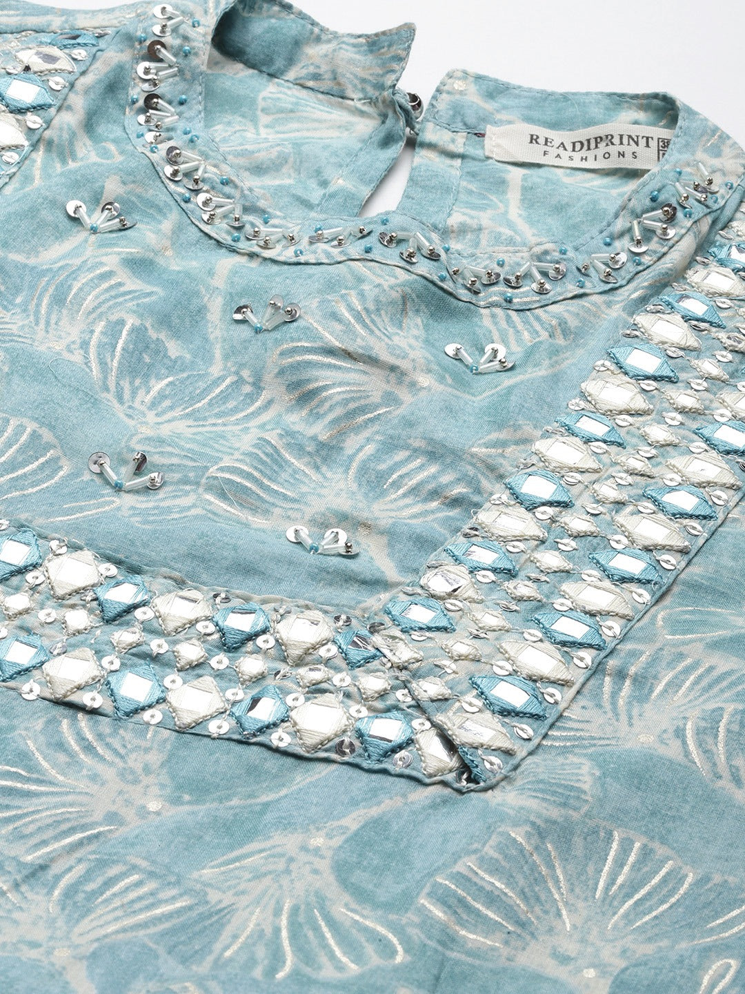 Blue Color Cotton Fabric Tiered Dress