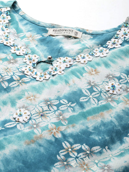 Navy Blue Color Cotton Fabric Tiered Dress