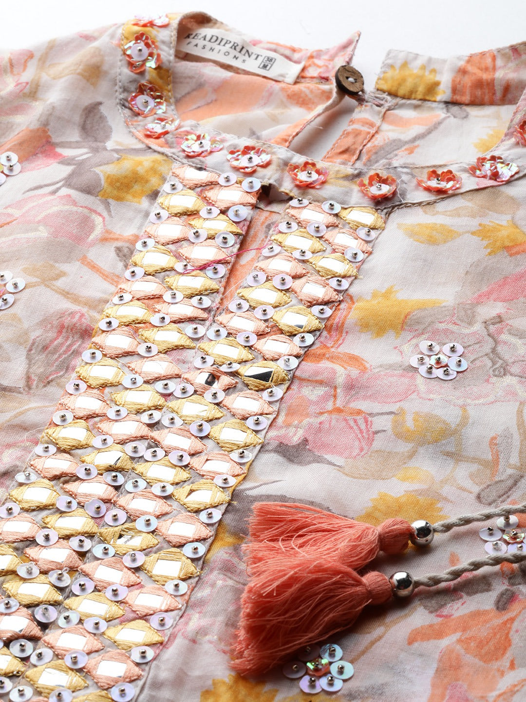 Peach Color Cotton Fabric Tiered Dress