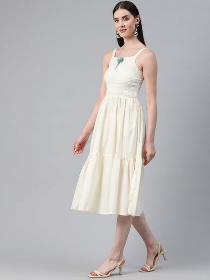 Blue Color Cotton Fabric Tiered Dress With Jacket