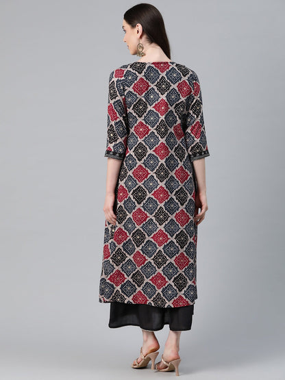 Black Color Rayon Fabric Flared Dress