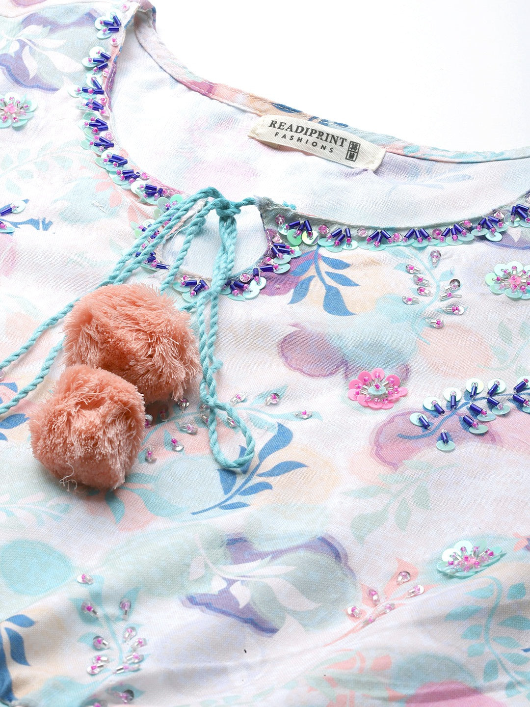 Multi Color Cotton Fabric Tiered Dress