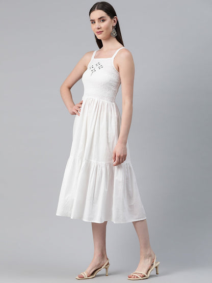 Green Color Cotton Fabric Tiered Dress With Jacket