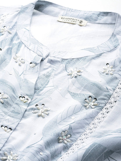 Grey Color Cotton Fabric Tiered Dress