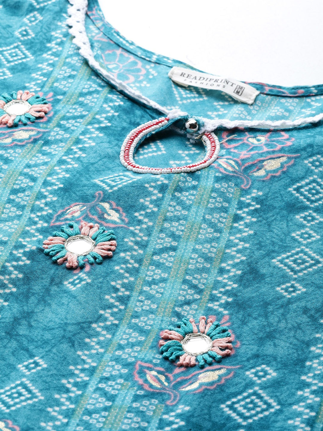 Blue Color Rayon Fabric Gathered Dress