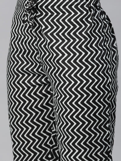 Straight Style Cotton Fabric Black Color Kurta With Bottom & Dupatta