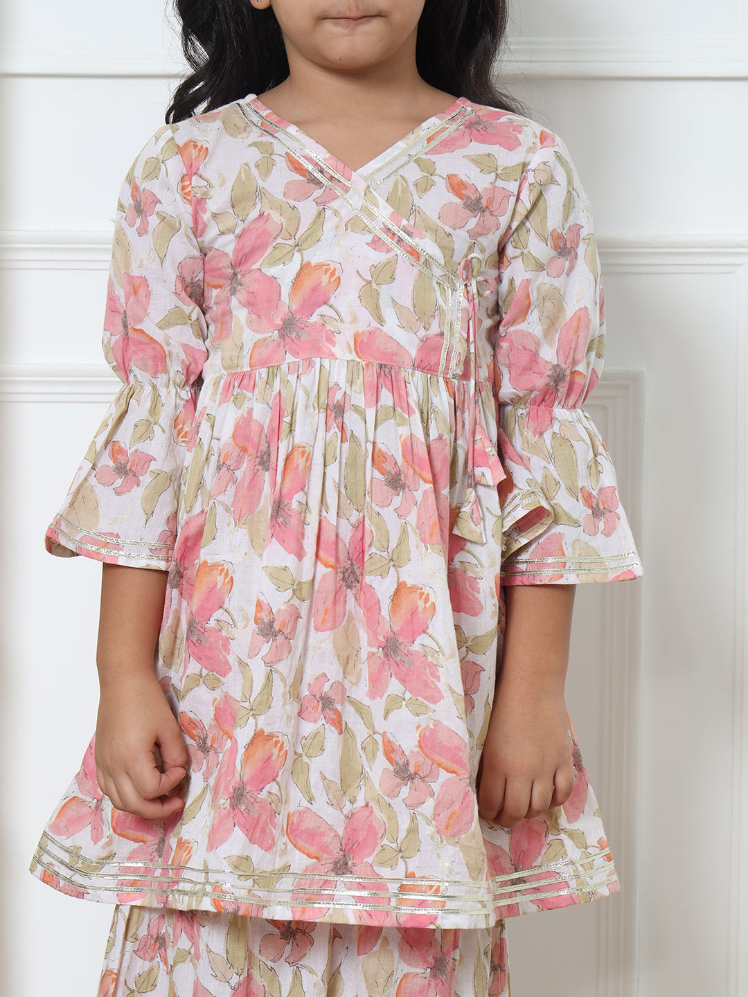 Frock Style Art Silk Fabric Pink Color Kurti And Sharara