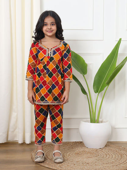 Frock Style Rayon Fabric Mustard Color Kurti And Pyjama