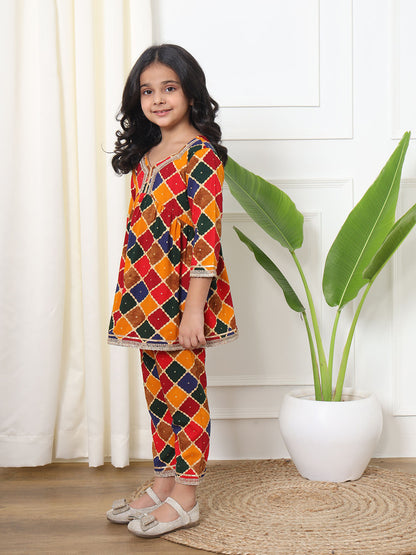 Frock Style Rayon Fabric Mustard Color Kurti And Pyjama