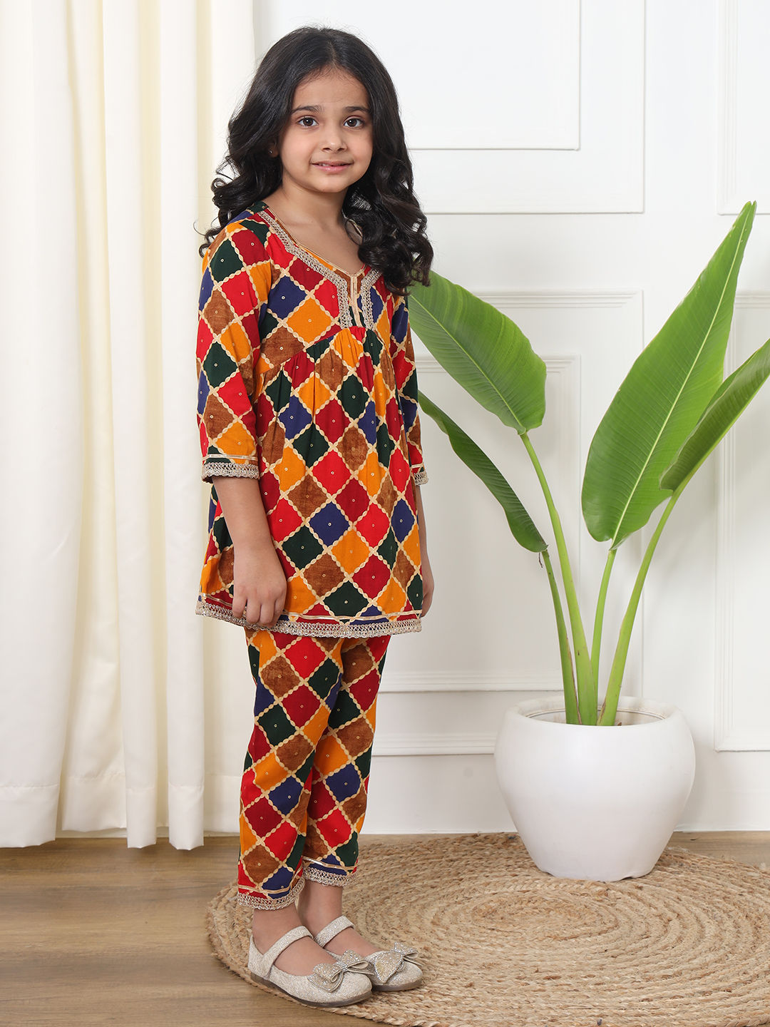 Frock Style Rayon Fabric Mustard Color Kurti And Pyjama