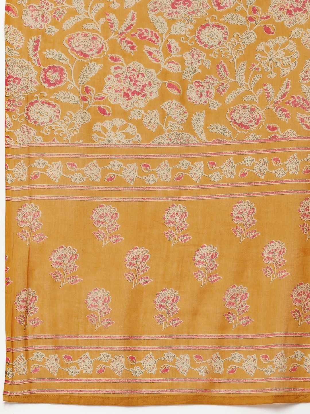 A-Line Style Cotton Fabric Mustard Color Kurti And Bottom & Dupatta