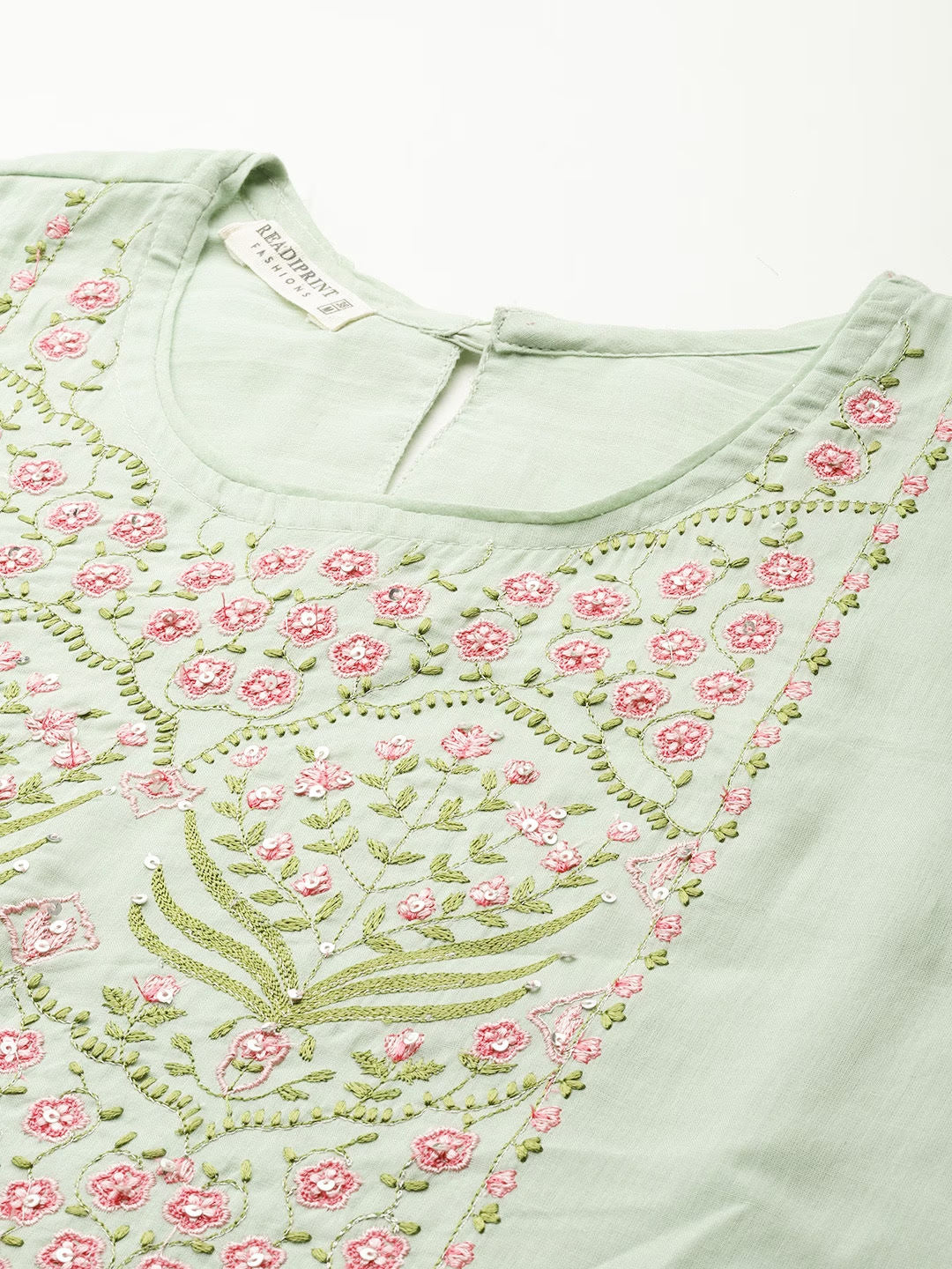 Straight Style Cotton Fabric Green Color Kurti Bottom