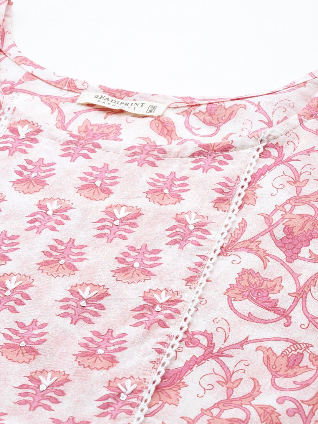 Anarkali Style Cotton Fabric Pink Color Kurti And Bottom & Dupatta